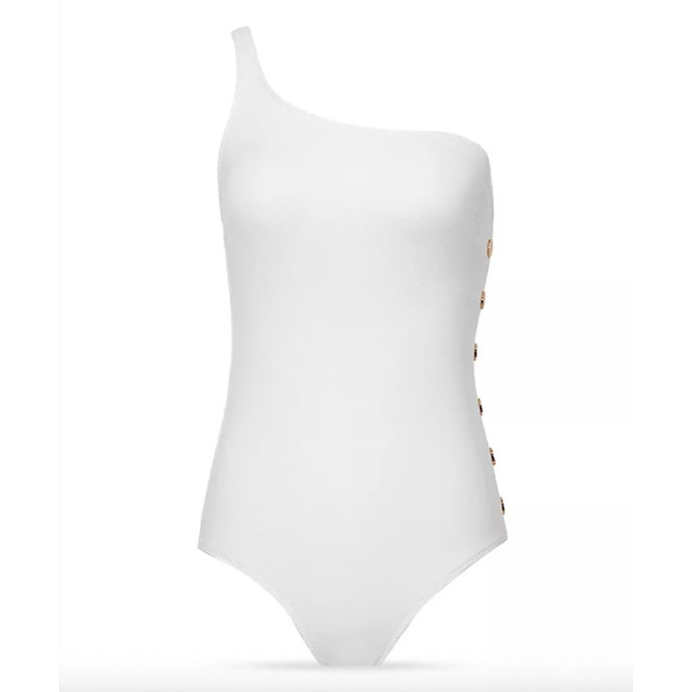 REISS Bethany White Asymmetric One Piece Swimsuit Size 2 NEW $150 Swim - Picture 4 of 9